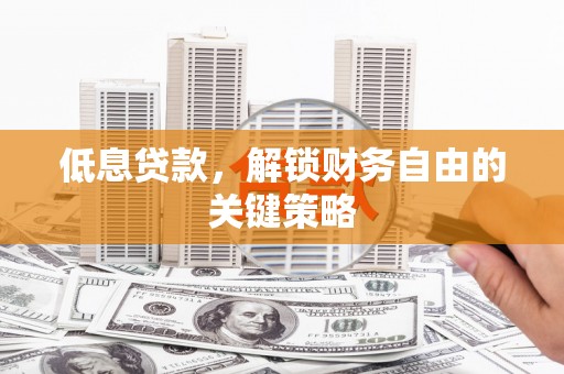 广水低息贷款，解锁财务自由的关键策略