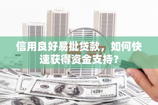 广水信用良好易批贷款，如何快速获得资金支持？