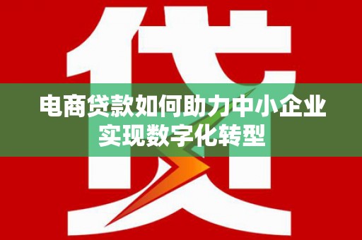 广水电商贷款如何助力中小企业实现数字化转型
