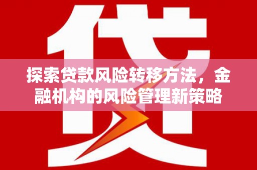 广水探索贷款风险转移方法，金融机构的风险管理新策略