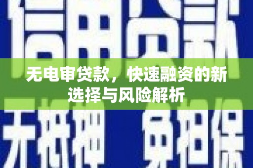 广水无电审贷款，快速融资的新选择与风险解析