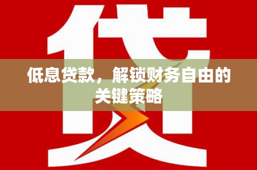 广水低息贷款，解锁财务自由的关键策略