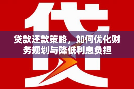 广水贷款还款策略，如何优化财务规划与降低利息负担