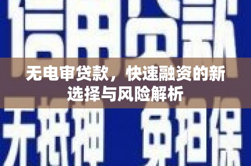 广水无电审贷款，快速融资的新选择与风险解析