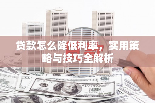广水贷款怎么降低利率，实用策略与技巧全解析
