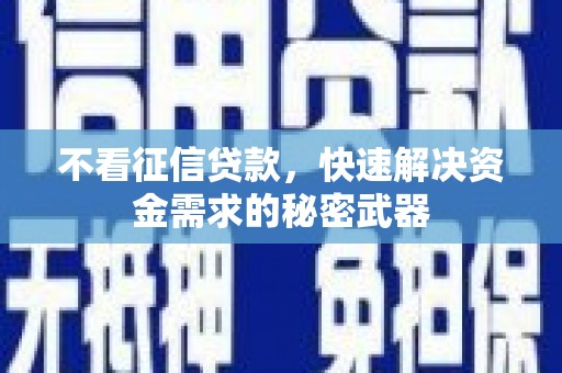 广水不看征信贷款，快速解决资金需求的秘密武器