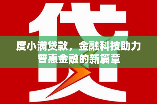 广水度小满贷款，金融科技助力普惠金融的新篇章