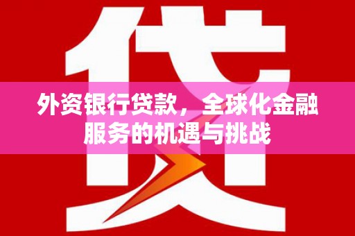 广水外资银行贷款，全球化金融服务的机遇与挑战