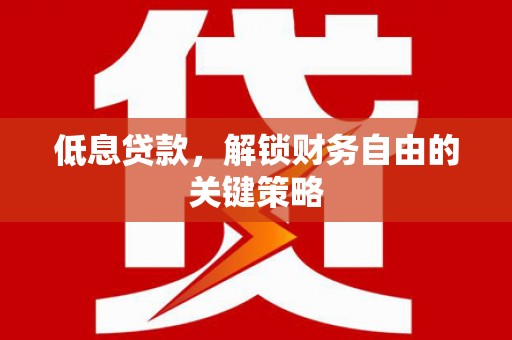 广水低息贷款，解锁财务自由的关键策略