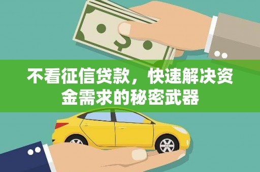 广水不看征信贷款，快速解决资金需求的秘密武器