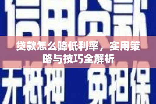 广水贷款怎么降低利率，实用策略与技巧全解析