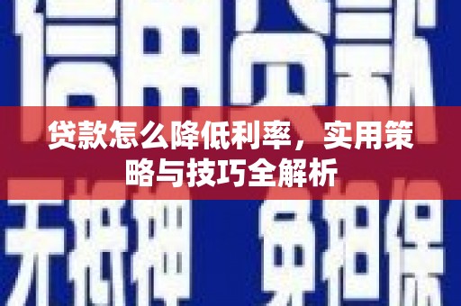 广水贷款怎么降低利率，实用策略与技巧全解析