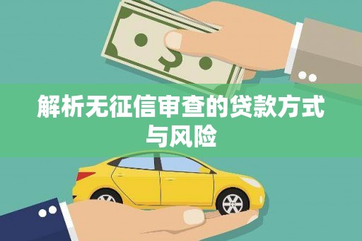 广水解析无征信审查的贷款方式与风险