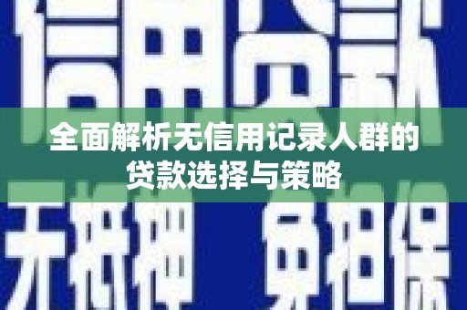 广水全面解析无信用记录人群的贷款选择与策略