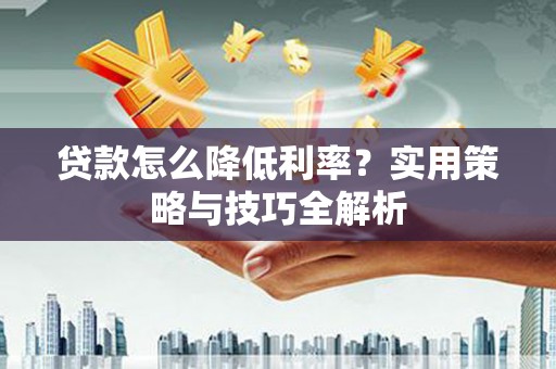 广水贷款怎么降低利率？实用策略与技巧全解析